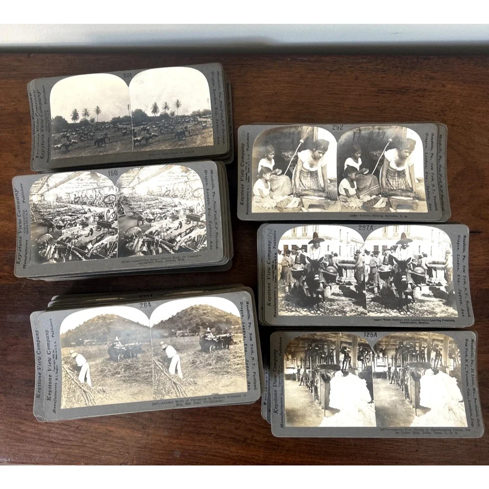 Antique c1900 Keystone Stereoscope Viewer 120+ Stereoview Photo Cards World